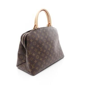 Louis Vuitton Palais Leather Handbag Canvas Monogram Brown Grand